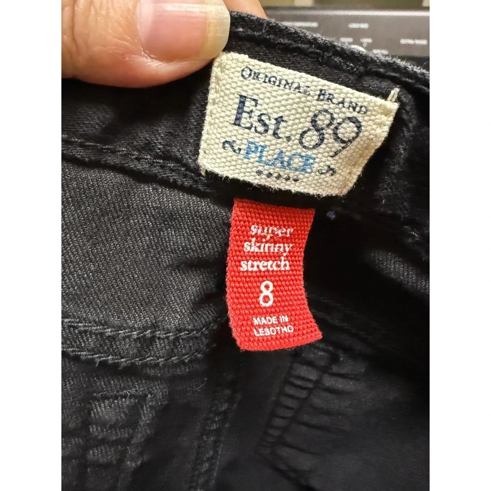 The Childrens Place‎ Girls Super Skinny Stretch Jeans Black Denim Size 8